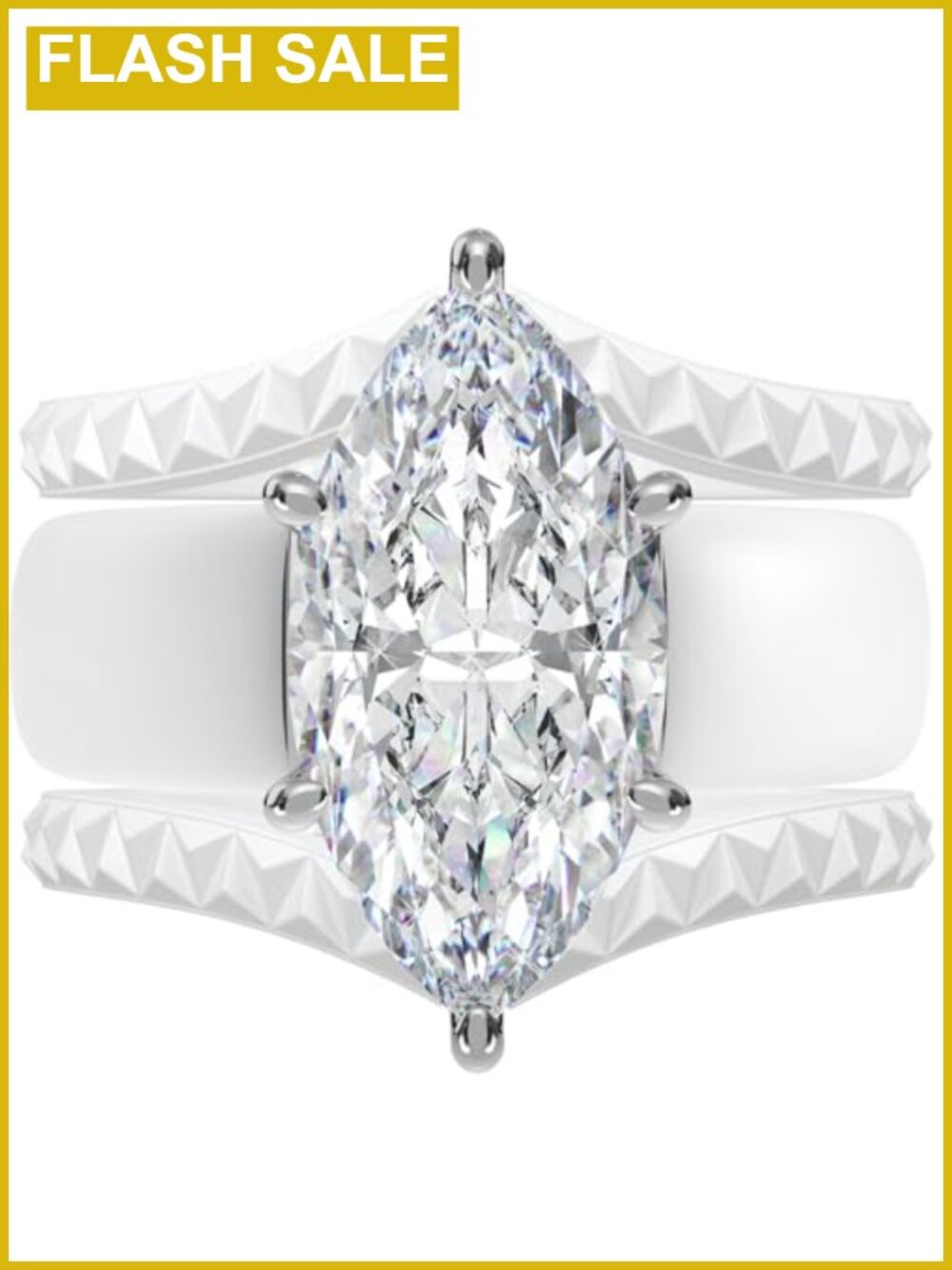 Silicone Ring with Marquise CZ Stone, Comfortable Fit for Active Lifestyles